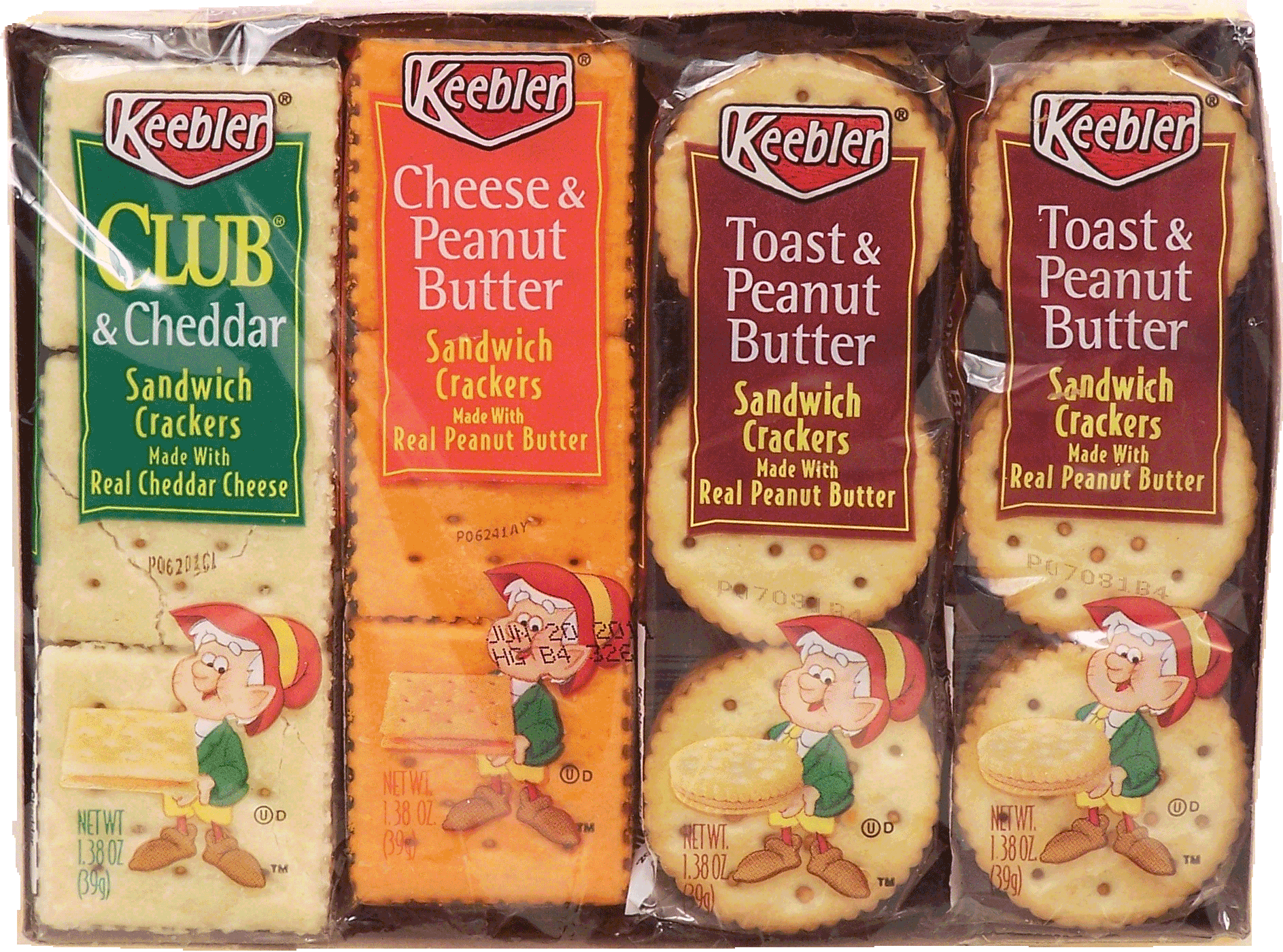 Keebler variety pack sandwich crackers; club cheddar, cheese peanut butter, toast peanut butter, 8-packs Full-Size Picture